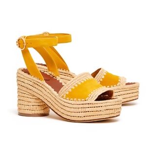 The Tory Burch Arianne Espadrille Block Heel Sandals in women's size 10